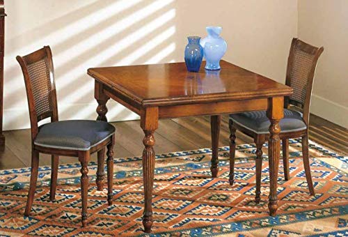 Dafne Italian Design Set di Tavolo allungabile con sedie noc- Stile Classico (cm. L. 100 - H. 80 - P. 100) (TVG)