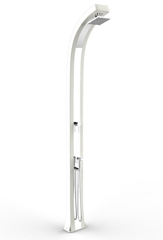 Arkema Design Doccia con Doppio Attacco per Acqua Calda e Fredda Spring Plus Doccia Tradizionale per Interni e Esterni in Polietilene HD con Miscelatore Acqua e Doccino Mobile Colore Bianco e Inox