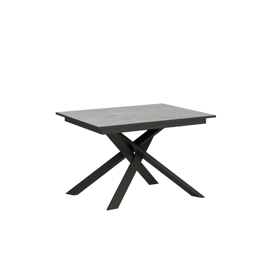 Itamoby, Tavolo Ganty Allungabile Cemento Bordo Antracite 90x120 allungato 180