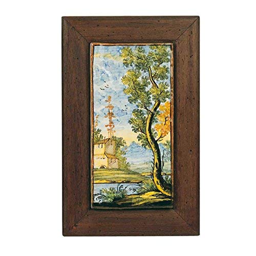 Dafne Italian Design Simonetti Mattonella 10 x 20 con cornice in legno - Ceramica artistica di Castelli fatto e decorato a mano