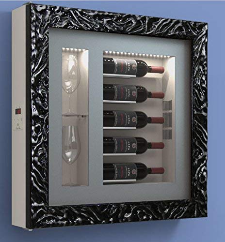 Cantinetta vino da parete per cinque bottiglie in orizzontale e due bicchieri orizzontali laterali per bottiglie H.328 D.90 mm - peso 30 kg. (SF00)