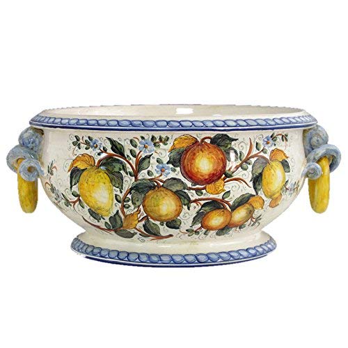 Centrotavola portafrutta in ceramica artistica italiana.