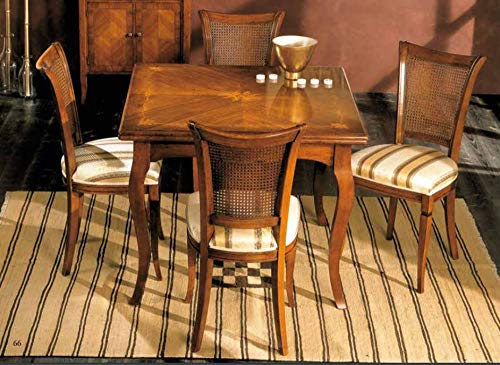 Dafne Italian Design Set di Tavolo allungabile con sedie noc- Stile Classico (cm. L. 100 - H. 80 - P. 100) (TVG)