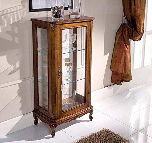 Dafne Italian Design Vetrinetta 1 anta, noce scuro, schienale tappezzato -cm: 58 cm - 35 cm - H 115 cm ? 0,30 Mc ? Stile classico - - 100% Made in Italy (SF17)