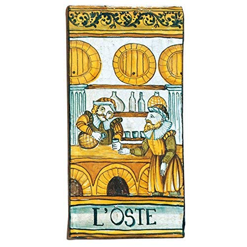 Dafne Italian Design Simonetti Mattonella decorata a mano con gancio a croce in ferro battuto in ceramica artistica di Castelli Italia arti e mestieri l' oste