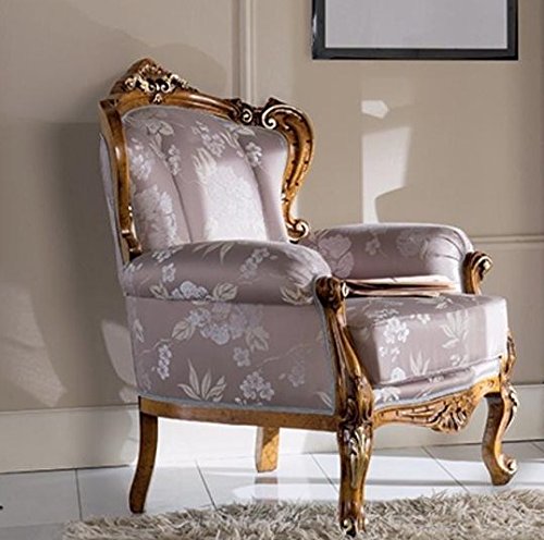Dafne Italian Design Poltrona per soggiorno e salotto: 82x85xH 101 cmStile classico - Gambe in massello toulipier - 100% Made in Italy (SF17)