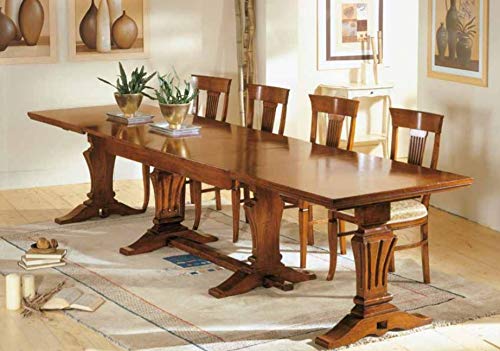 Dafne Italian Design Set di Tavolo allungabile con sedie noc- Stile Classico (cm. L. 180 - H. 80 - P. 90) (TVG)