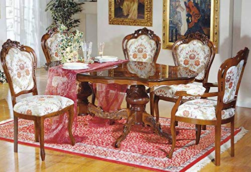 Dafne Italian Design Set di Tavolo con capotavola Noce, Stile Classico (cm. L. 175 - H. 78 - P. 110) (TVG)