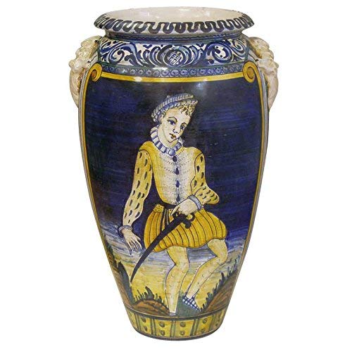 Dafne Italian Design Vaso ombrelliera dipinto a mano in ceramica artistica di Castelli Italia H cm 57 Serie Orsini Colonna