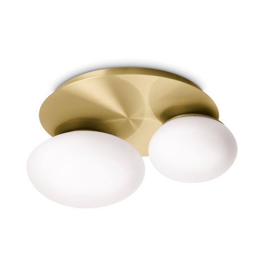 Ideal Lux NINFEA Plafoniera da soffitto DecoratiGlass rotonda a 2 luci in ottone