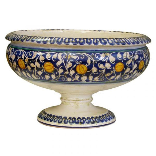 Centrotavola con piede in ceramica realizzato a mano - Dimensioni: ø cm 31 – h cm 17 - Made in Italy