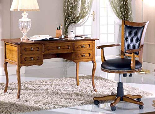 Dafne Italian Design Scrivania da Studio con poltroncina, Stile Classico (cm. L. 130 - P. 61- H. 81) (TVG)