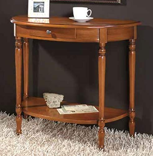 Dafne Italian Design Consolle classica con ripiano, un cassetto, noce scuro -cm: 80 cm - 38 cm - H 72 cm - 100% Made in Italy (GF17)