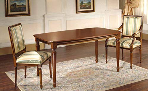 Dafne Italian Design Set di Tavolo con sedie Noce, Stile Classico (cm. L. 150 - H. 78 - P. 90) (TVG)