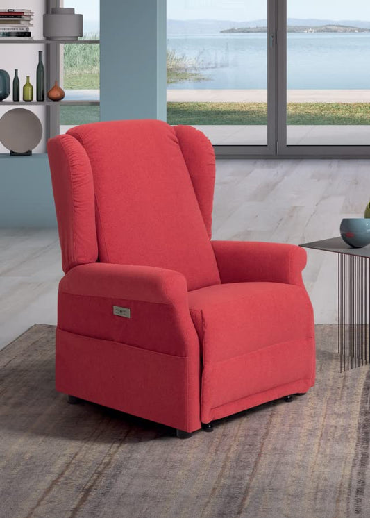 Dafne Italian Design Poltrona relax in tessuto aquaclean colore rosso - misure cm. L 78 l 90 H 113 - Made in Italy