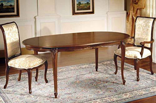 Dafne Italian Design Set di Tavolo con sedie Noce, Stile Classico (cm. L. 180 - H. 78 - P. 105) (TVG)