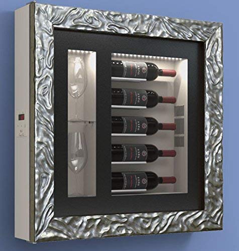 Cantinetta vino da parete per cinque bottiglie in orizzontale e due bicchieri orizzontali laterali per bottiglie H.328 D.90 mm - peso 30 kg. (SF00)