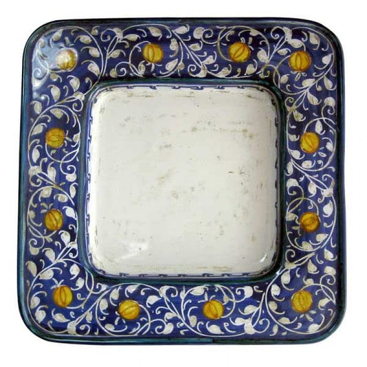 Piatto decorativo-vassoio in ceramica quadrato realizzato a mano - Dimensioni: cm 24×24 - Made in Italy.