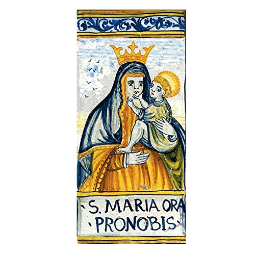 Piastrella in ceramica raffigurante Santa Maria - Dimensioni: 9,9 x 19,8 cm. Made in Italy.
