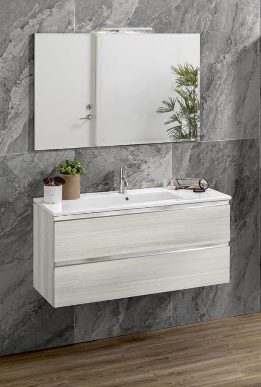 Dafne Italian Design Mobile da bagno Vichy colore eucalipto bianco, sospeso cm. 81x46x189 (base, lavabo, specchio)