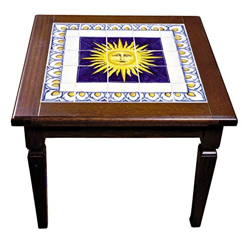Dafne Italian Design Tavolino da salotto con piano in ceramica artistica di Castelli, Dimensioni: cm 66x66 h cm 53