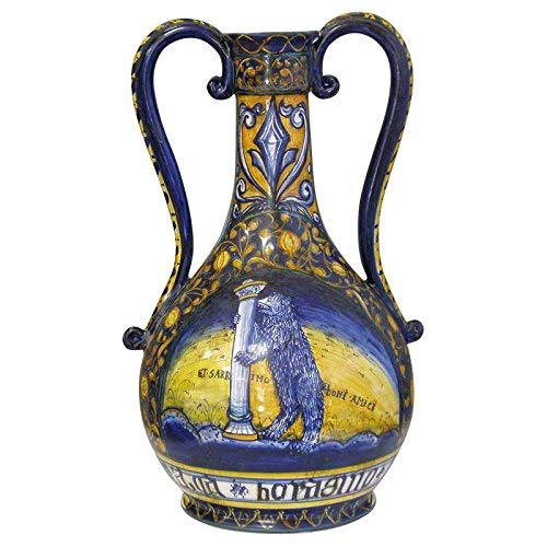 Dafne Italian Design Fiasca biansata British Museum dipinto a mano in ceramica artistica di Castelli Italia H cm 45 Serie Orsini Colonna