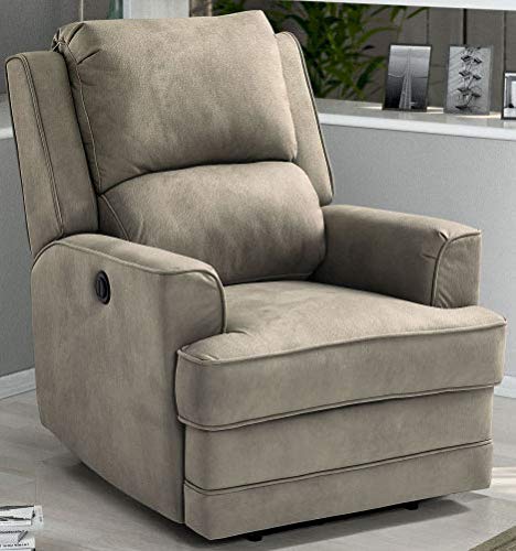 Dafne Italian Design Poltrona girevole con recliner elettrico - grigio chiaro - similpelle - - Poltrona con recliner elettrica -, cm. 95 x 78 x 102h (STD)