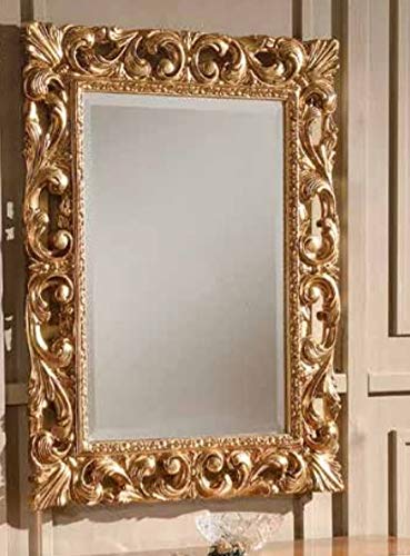 Dafne Italian Design Specchiera Stile Classico intarsiata Oro (cm. L. 75 - H. 95 - P. 3) (TVG)