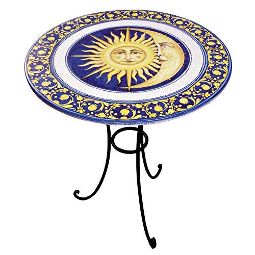 Dafne Italian Design Tavolino tondo in ferro battuto e in ceramica artistica di Castelli, Dimensioni: � cm 70 h cm 47