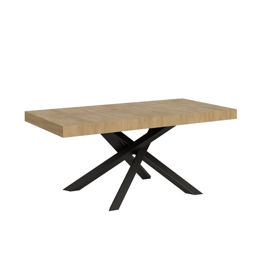 Itamoby, Tavolo allungabile Volantis 180->284 cm, Piano Quercia Natura e Telaio Antracite L.180 P.90 H.77 (allungabile Fino a L.284 con Due allunghe)