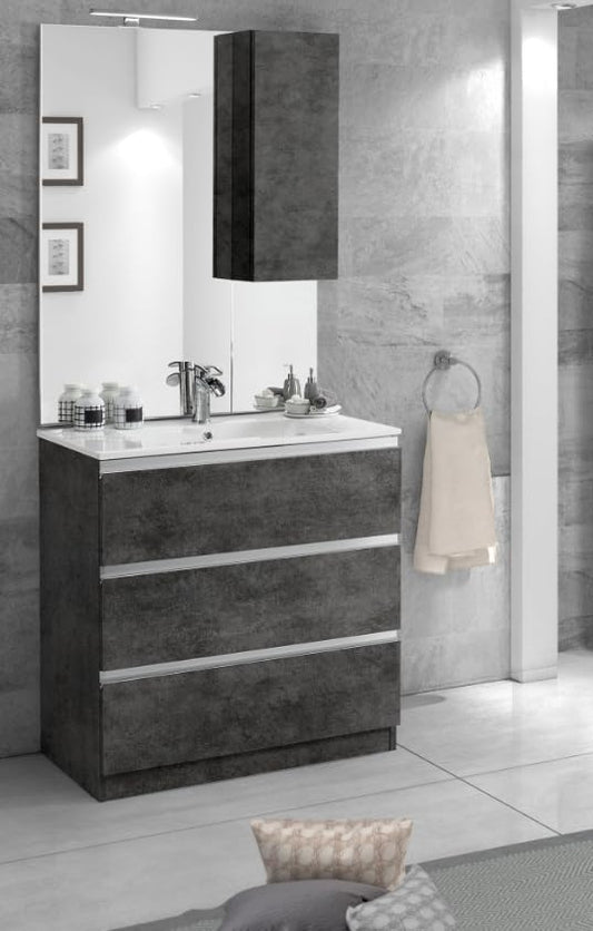 Dafne Italian Design Mobile da bagno Vichy colore grigio antracite cm 81x46x189 (base, lavabo, specchio, pensile)