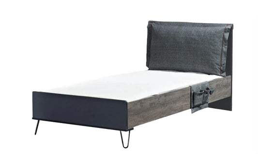 Dafne Italian Design Letto una piazza e mezza Lotus colore grigio chiaro e grigio antracite, cm. 128 X 108 X 206 comprensivo di materasso cm. 120x200x25.