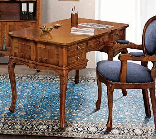Dafne Italian Design Scrivania piccola -cm: L 106 P 54 H 78 cm - 5 cassetti - in noce - 100% Made in Italy -(DF18)