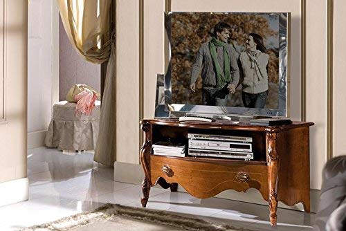 Dafne Italian Design Base Porta Tv 1 vani e 1 cassetti, noce scuro -cm: 107 cm - 46 cm - H 56 cm ? 0,32 Mc ? Stile classico - - 100% Made in Italy (SF17)