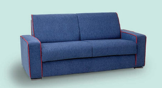 Dafne Italian Design Divano letto tre posti in tessuto colore blu - misure cm. L 205 l 97 H 95 - Made in Italy