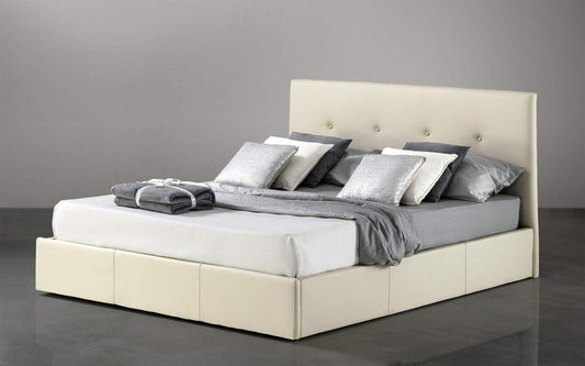 Dafne Italian Design Letto matrimoniale con contenitore rivestito in similpelle, rete ortopedica a doghe 178x203x100h cm.