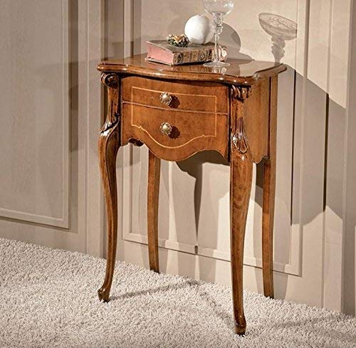 Dafne Italian Design Coppia di comodini, noce scuro, gamba alta -cm: 52 cm - 34 cm - H 79 cm - 0,18 Mc - Stile classico - 100% Made in Italy (SF17)