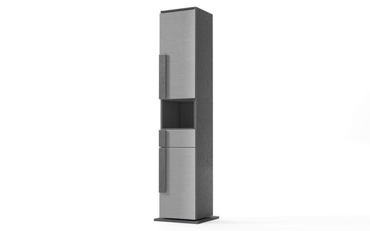 Mobile da bagno componibile sospeso "Sandie" colore grigio chiaro e grigio scuro cm 81x46x189 (base, lavabo, specchio) - colonna girevole anta dx cm. 35x34x180 - mobile con anta dx cm 35x34x85