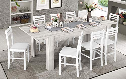 Dafne Italian Design Tavolo allungabile Effetto eucalipto Bianco (cm. 180 x 90 x 78h)