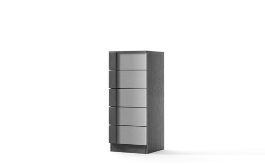 Mobile da bagno "Sandie" grigio chiaro e scuro componibile cm 81x46x189 (base, lavabo, specchio, pensile) - colonna anta sx cm. 35x34x189 - mobile 5 cassetti cm 35x34x85, colonna anta dx 35x34x164