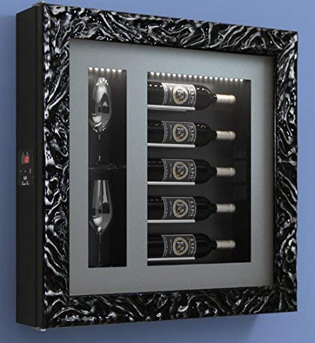 Cantinetta vino da parete per cinque bottiglie in orizzontale e due bicchieri orizzontali laterali per bottiglie H.328 D.90 mm - peso 30 kg. (SF00)
