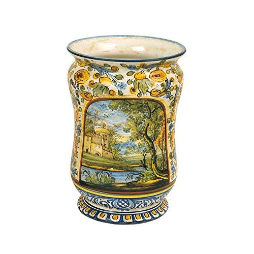 Dafne Italian Design Simonetti Vaso dipinto a mano in ceramica artistica di Castelli Italia H cm 26 Serie Aulica