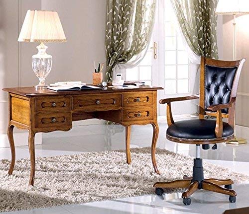 Dafne Italian Design Studio completo composto da: 1 Scrivaniacassetti, noce scuro -cm: 130 cm - 61 cm - H 81 cm - Stile classico - 100% Made in Italy (SF17)