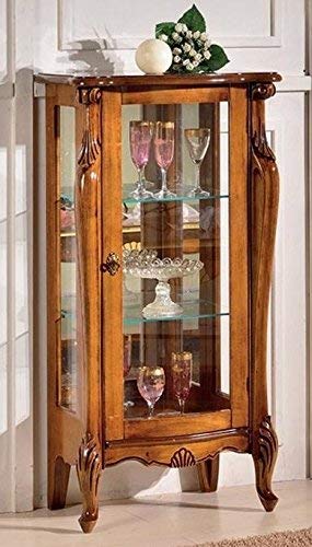 Dafne Italian Design Vetrina 1 anta bassa, noce scuro, schienale specchio -cm: 60 cm - 40 cm - H 120 cm ? 0,33 Mc ? Stile classico - - 100% Made in Italy (SF17)