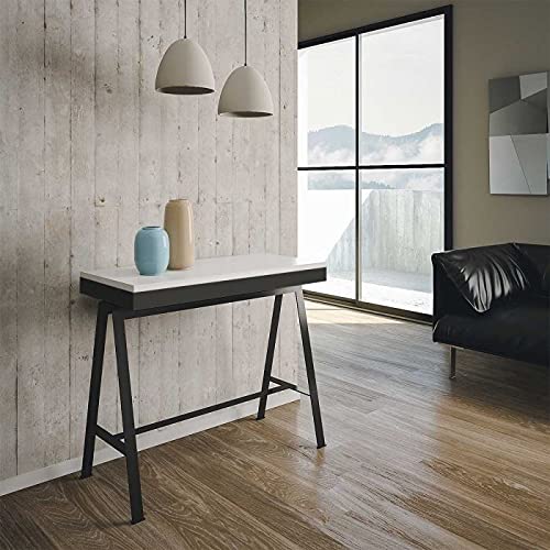 Dafne Italian Design Consolle allungabile Banco Evolution Bianco Frassino Telaio Antracite