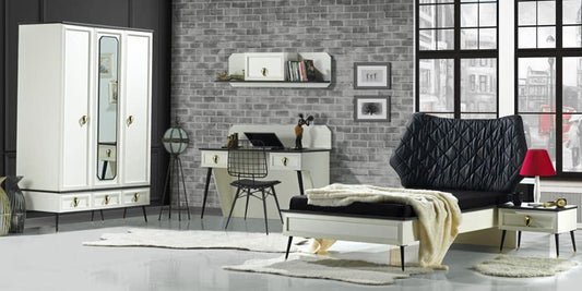 Dafne Italian Design TUTTOCAMERETTE.IT - Cameretta completa per ragazzi stile classico bianco comprende letto, materasso, comodino, armadio, scrivania - [LVT]
