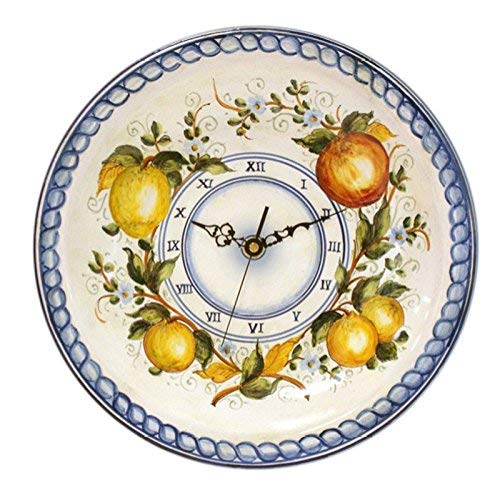 Dafne Italian Design Orologio da parete rotondo in ceramica artistica di Castelli Dimensioni: � cm 34