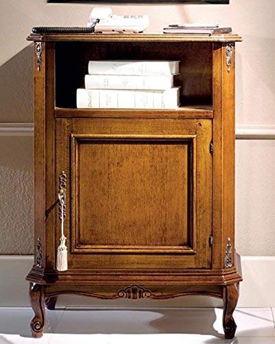 Dafne Italian Design Porta telefono 1 porta 1 vano, noce scuro -cm: 58 cm - 35 cm - H 82 cm - 0,22 Mc - Stile classico - 100% Made in Italy (SF17)