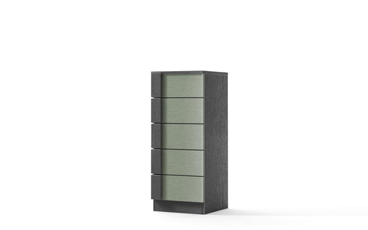Mobile da bagno "Sandie" grigio scuro e verde: componibile cm 101x46x189 (base, lavabo, specchio, pensile) - colonna anta sx cm. 35x34x189 - mobile 5 cassetti cm 35x34x85, colonna anta dx 35x34x164