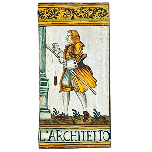 Dafne Italian Design Simonetti Mattonella decorata a mano con gancio a croce in ferro battuto in ceramica artistica di Castelli Italia arti e mestieri l' architetto